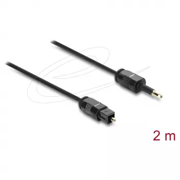 Delock Optical Audio Cable – Mini TOSLINK 3.5mm to TOSLINK, 2m, Must