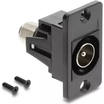 DELOCK paneelpaigaldusega IEC pistik F pesa adapter must 91197