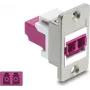 Delock paneelipaigaldusega LC Duplex ühendusadapter, Multimode OM4, hõbedane korpus, lillad pistikud 91100
