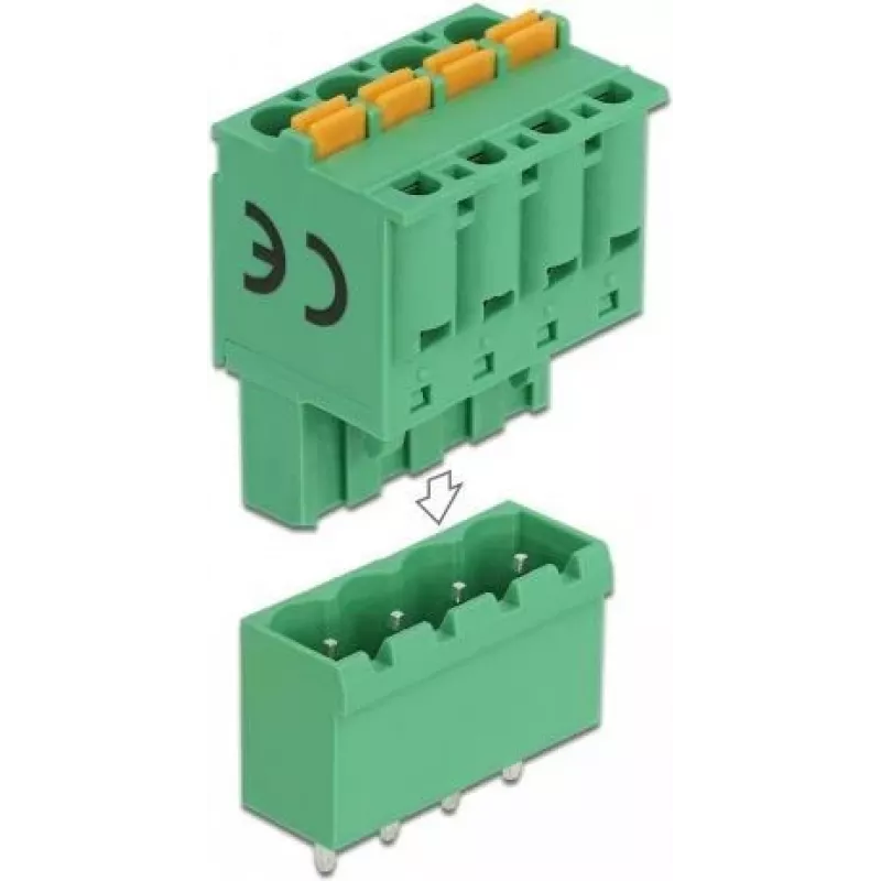 Delock PCB klemmliistu komplekt 4 kontaktiga 5,08 mm sammuga vertikaalne (66501)