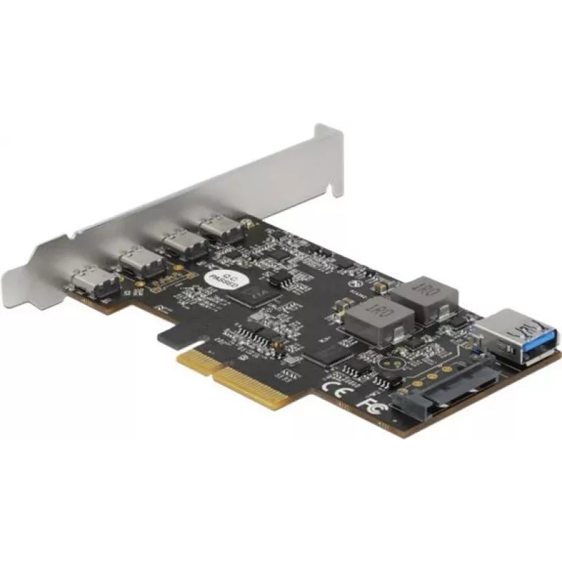 Delock PCI Express x4 kaart 4 x USB Type-C + 1 x USB Type-A - SuperSpeed USB 10 Gbps - madala profiiliga vormitegur, USB kontroller