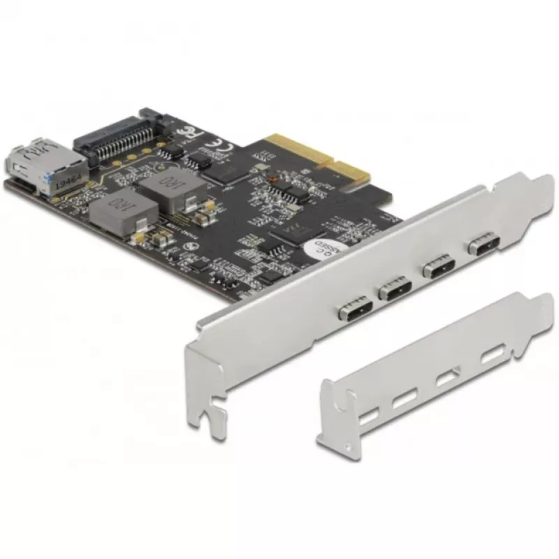 Delock PCI Express x4 kaart 4 x USB Type-C + 1 x USB Type-A - SuperSpeed USB 10 Gbps - madala profiiliga vormitegur, USB kontroller