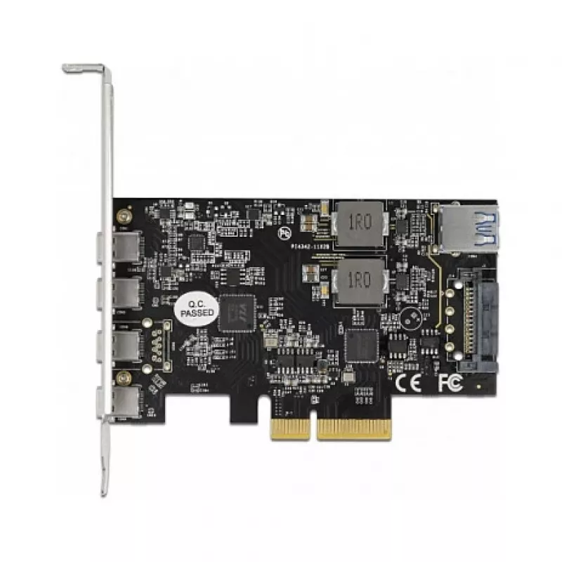 Delock PCI Express x4 kaart 4 x USB Type-C + 1 x USB Type-A - SuperSpeed USB 10 Gbps - madala profiiliga vormitegur, USB kontroller