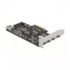 Delock PCI Express x4 kaart 4 x USB Type-C + 1 x USB Type-A - SuperSpeed USB 10 Gbps - madala profiiliga vormitegur, USB kontroller