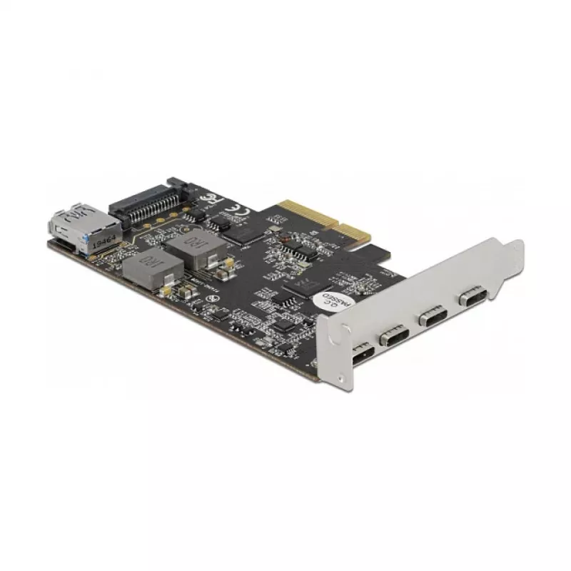 Delock PCI Express x4 kaart 4 x USB Type-C + 1 x USB Type-A - SuperSpeed USB 10 Gbps - madala profiiliga vormitegur, USB kontroller