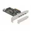 Delock PCI Express x4 kaart 4 x USB Type-C + 1 x USB Type-A - SuperSpeed USB 10 Gbps - madala profiiliga vormitegur, USB kontroller