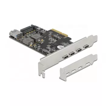 Delock PCI Express x4 kaart 4 x USB Type-C + 1 x USB Type-A - SuperSpeed USB 10 Gbps - madala profiiliga vormitegur, USB kontroller