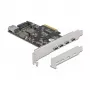 Delock PCI Express x4 kaart 4 x USB Type-C + 1 x USB Type-A - SuperSpeed USB 10 Gbps - madala profiiliga vormitegur, USB kontroller
