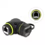 Delock RJ45 ühendus Cat.6 emane-emane M23 x 1,5 mm keermega ja kaitsekorgiga, 90° nurga all, IP68, must