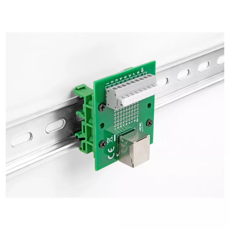 Delock RJ45 emane klemmliistule push-nupuga DIN-liinile 66992