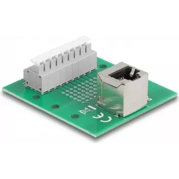 Delock RJ45 pesa klemmliistule surunupuga DIN-liinile, nurga all (66993)