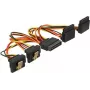 DeLOCK SATA toitejaoturkaabel 15cm 1x SATA 15-pin isane kuni 2x SATA 15-pin emane fiksaatoriga/metallklambriga 3.3V/5V/12V must/kollane/punane/oranž 60153