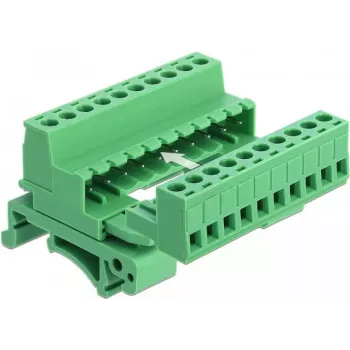 DELOCK klemmliistu komplekt DIN-liinile 10-kontaktiline 5,08 mm sammuga nurga all