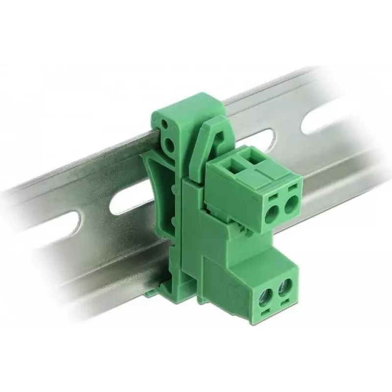 DELOCK klemmliistu komplekt DIN-liinile 2-kontaktiline samm 5,08 mm nurga all