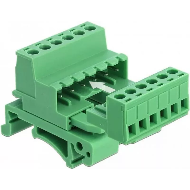 Delock klemmliistu komplekt DIN-liinile 6-pin, 5,08 mm sammuga, nurga all