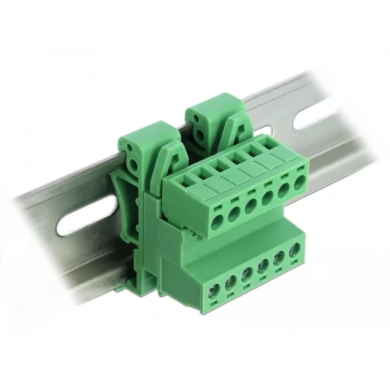 Delock klemmliistu komplekt DIN-liinile 6-pin, 5,08 mm sammuga, nurga all