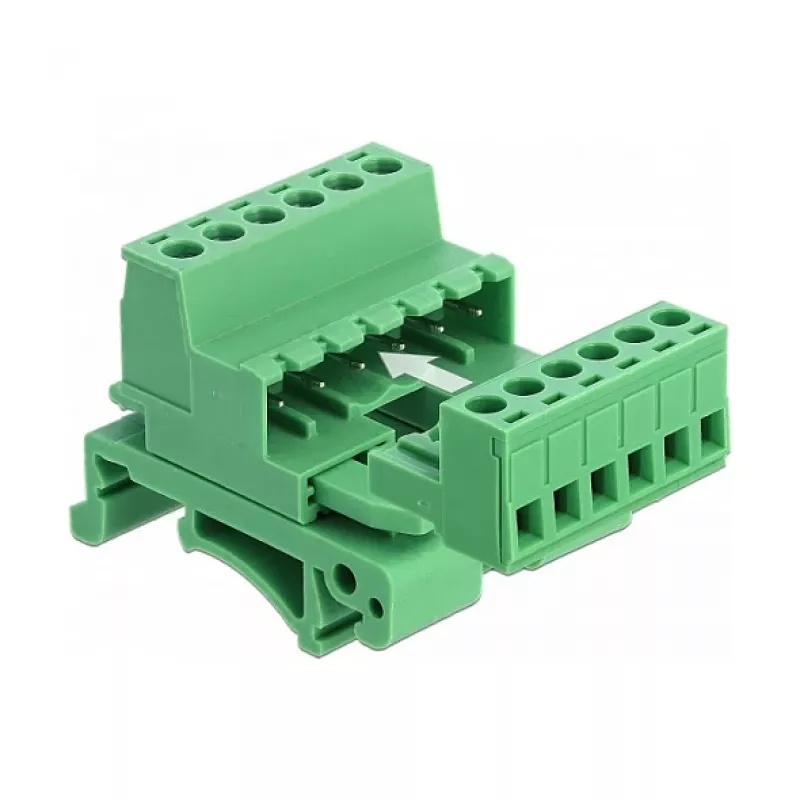 Delock klemmliistu komplekt DIN-liinile 6-pin, 5,08 mm sammuga, nurga all
