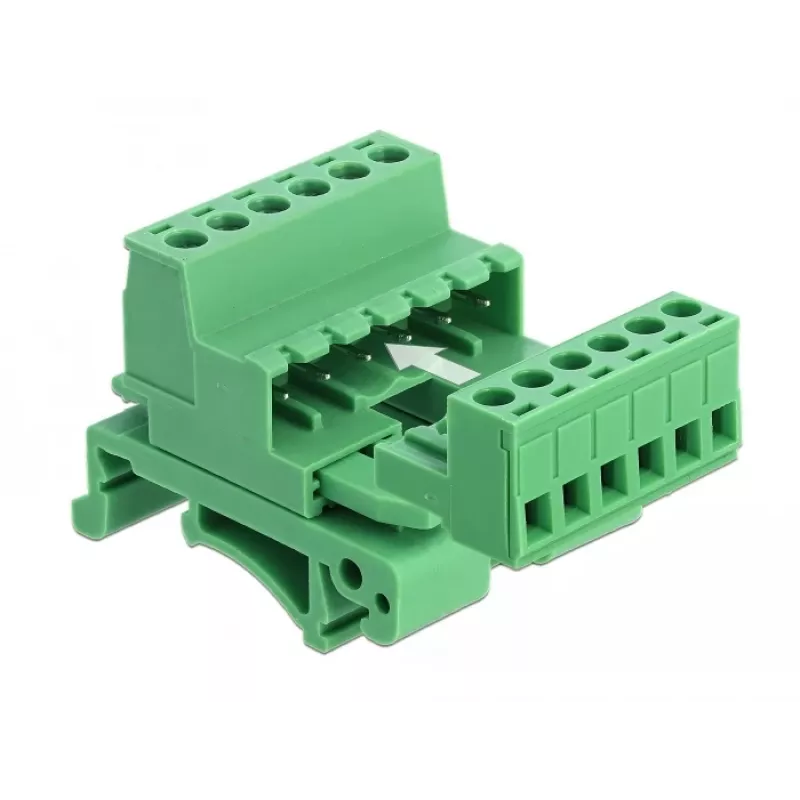 Delock klemmliistu komplekt DIN-liinile 6-pin, 5,08 mm sammuga, nurga all