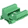 DeLOCK klemmliistu komplekt DIN-liistule, 8-pin, 5,08 mm samm, nurga all, roheline