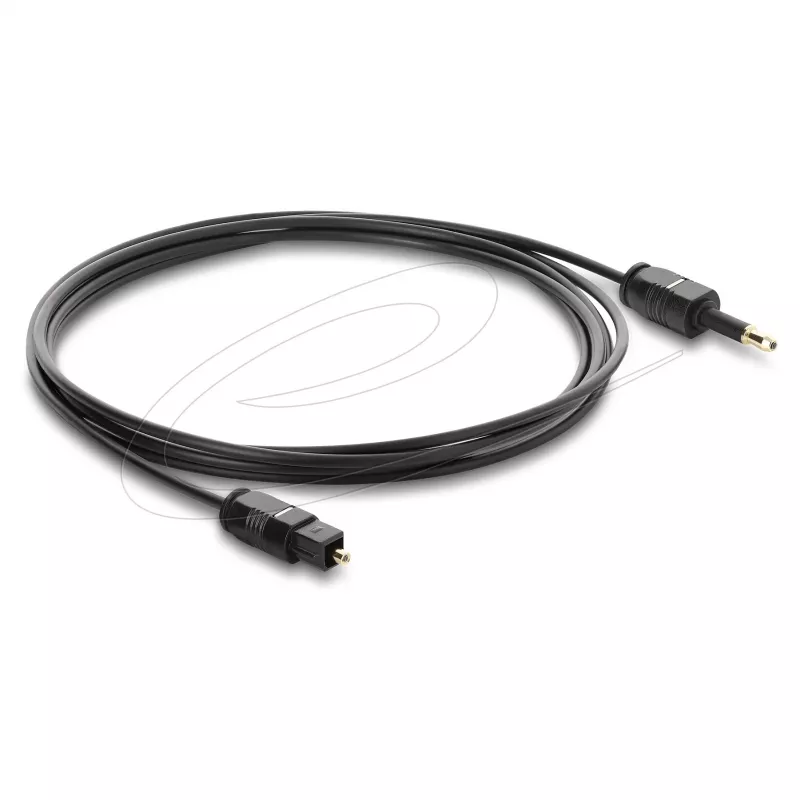 Delock TOSLINK-kaabel Mini TOSLINK 3,5 mm pistik TOSLINK-pistikule, Ø 2,2 mm, 1,5 m, must