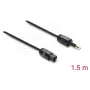 Delock TOSLINK-kaabel Mini TOSLINK 3,5 mm pistik TOSLINK-pistikule, Ø 2,2 mm, 1,5 m, must