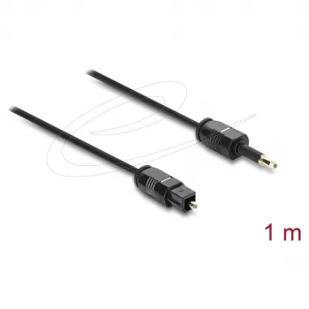 Delock TOSLINK-kaabel Mini TOSLINK 3,5 mm pistik TOSLINK-pistikule, Ø 2,2 mm, 1 m, must