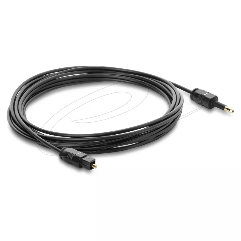 Delock TOSLINK-kaabel Mini TOSLINK 3,5 mm pistikuga TOSLINK-pistikule, Ø 2,2 mm, 3 m, must