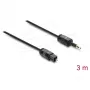 Delock TOSLINK-kaabel Mini TOSLINK 3,5 mm pistikuga TOSLINK-pistikule, Ø 2,2 mm, 3 m, must