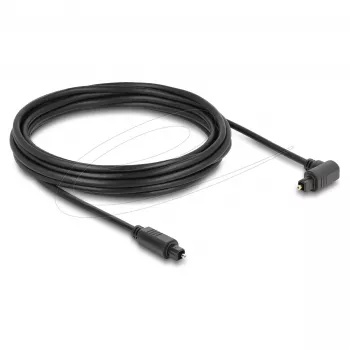 Delock TOSLINK optiline helikaabel 5m, 90° nurga all sirgete pistikutega, 4mm, must