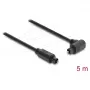 Delock TOSLINK optiline helikaabel 5m, 90° nurga all sirgete pistikutega, 4mm, must