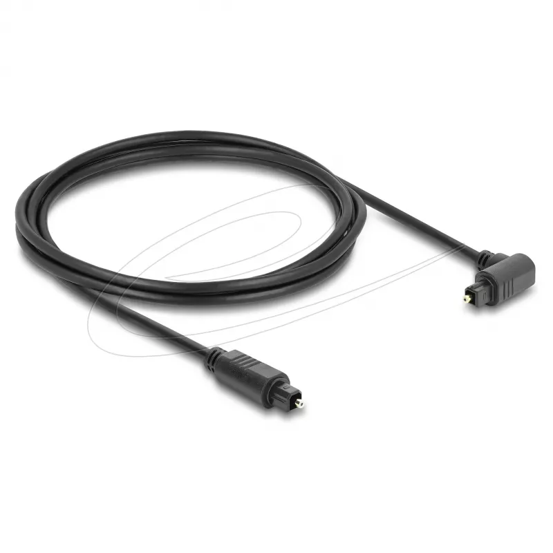 Delock TOSLINK optiline helikaabel, 90° nurga all sirge, 3 m, must
