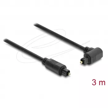 Delock TOSLINK optiline helikaabel, 90° nurga all sirge, 3 m, must