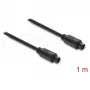 Delock TOSLINK optiline helikaabel, pistik-pistikule, 4 mm läbimõõt, 1 m, must