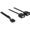 Delock USB 2.0 pistikupesa adapterkaabel 2 x Type-A emasele 40 cm 83823