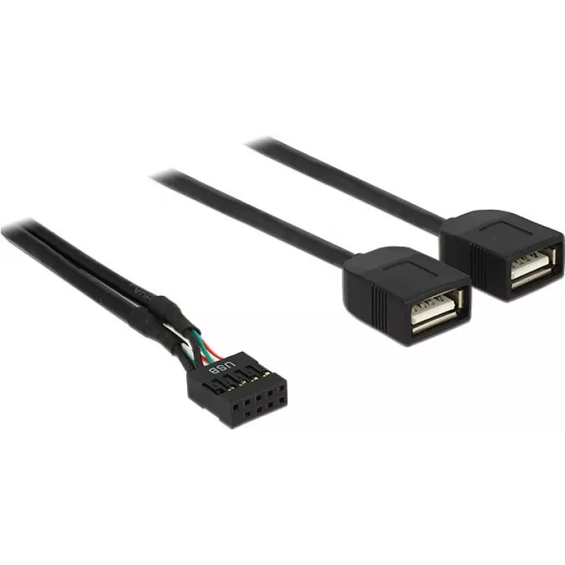 Delock USB 2.0 pistikupesa adapterkaabel 2 x Type-A emasele 40 cm 83823