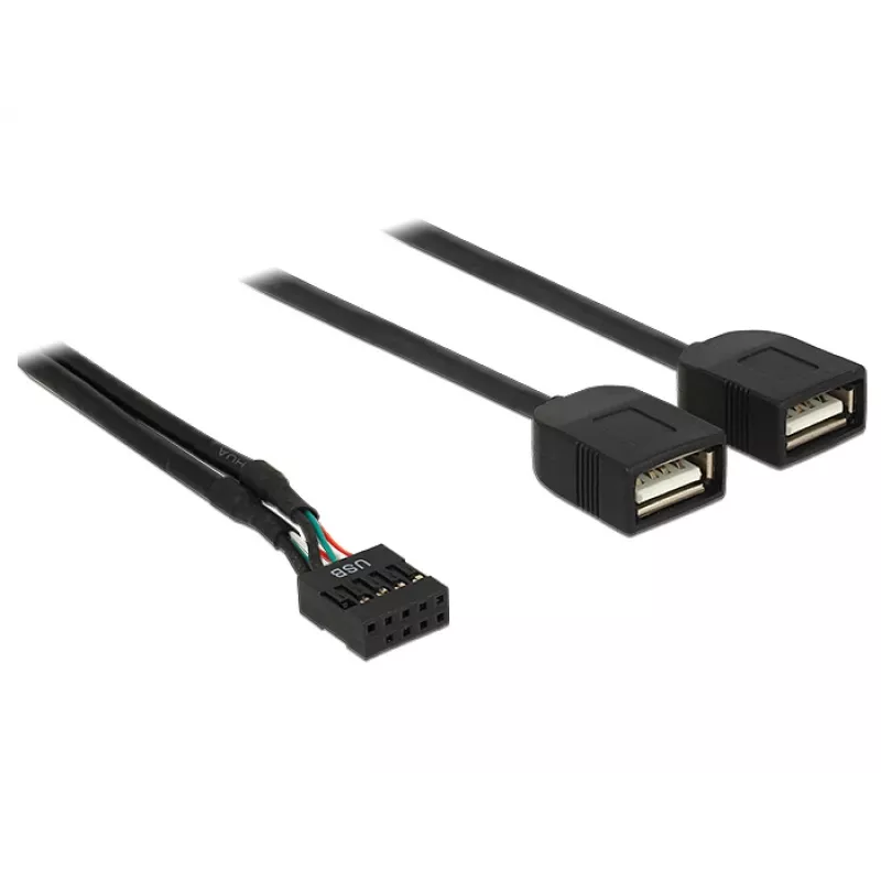 Delock USB 2.0 pistikupesa adapterkaabel 2 x Type-A emasele 40 cm 83823