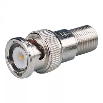 DELTA BNC-F-tüüpi adapter, emane F-pesa isasele BNC-pistikule, 75 oomi, nikeldatud messing