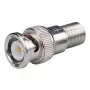 DELTA BNC-F-tüüpi adapter, emane F-pesa isasele BNC-pistikule, 75 oomi, nikeldatud messing