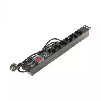 DELTA PD-6/R-SPD-1L Pikendusjuhe ülepingekaitsega, 6 Type E pistikupesa, 230V/10A, 1.5m kaabel, must