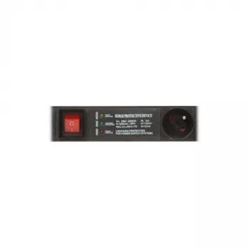 DELTA PD-6/R-SPD-3L 6-kohaline ülepingekaitsega pikendusjuhe, 2-pooluseline lüliti, 1,5 m kaabel, Type E pistikupesad, 2300 W, must
