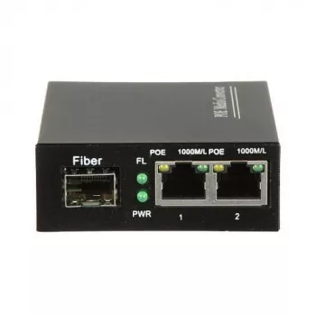 DELTA SPS-2P/1SFP tööstuslik PoE+ kommutaator, 2 Gigabit RJ45 + 1 SFP, 60W eelarve, DIN-liist