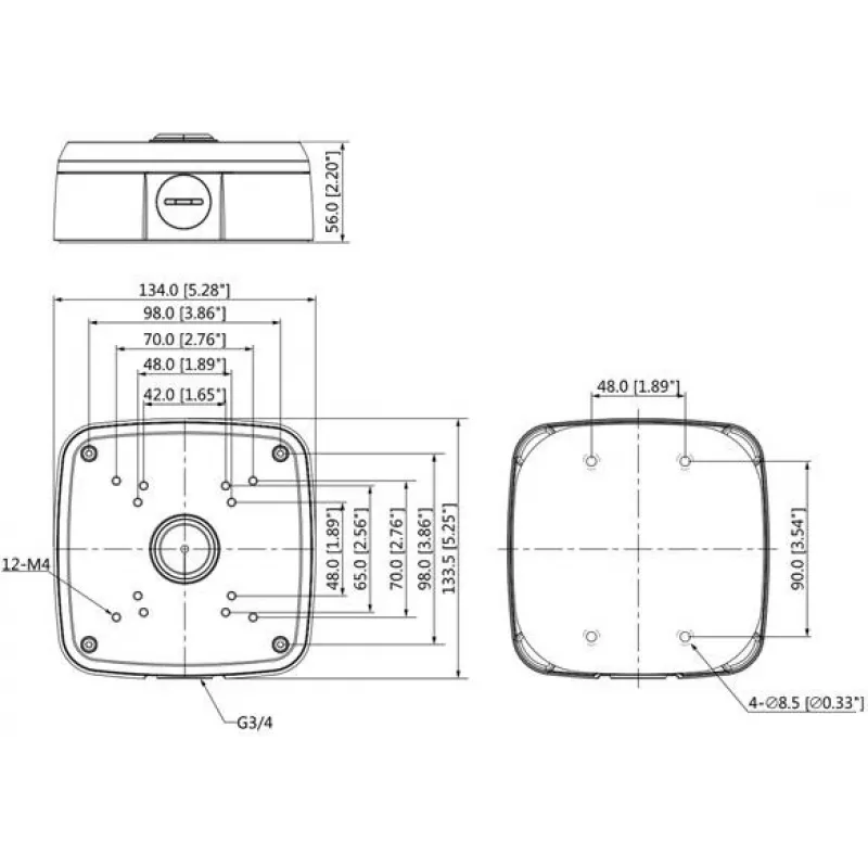 DELTA STG-PFA121 ühenduskarp seinale kinnitamiseks Dahua kuplikaameratele, valge, IP66, alumiinium