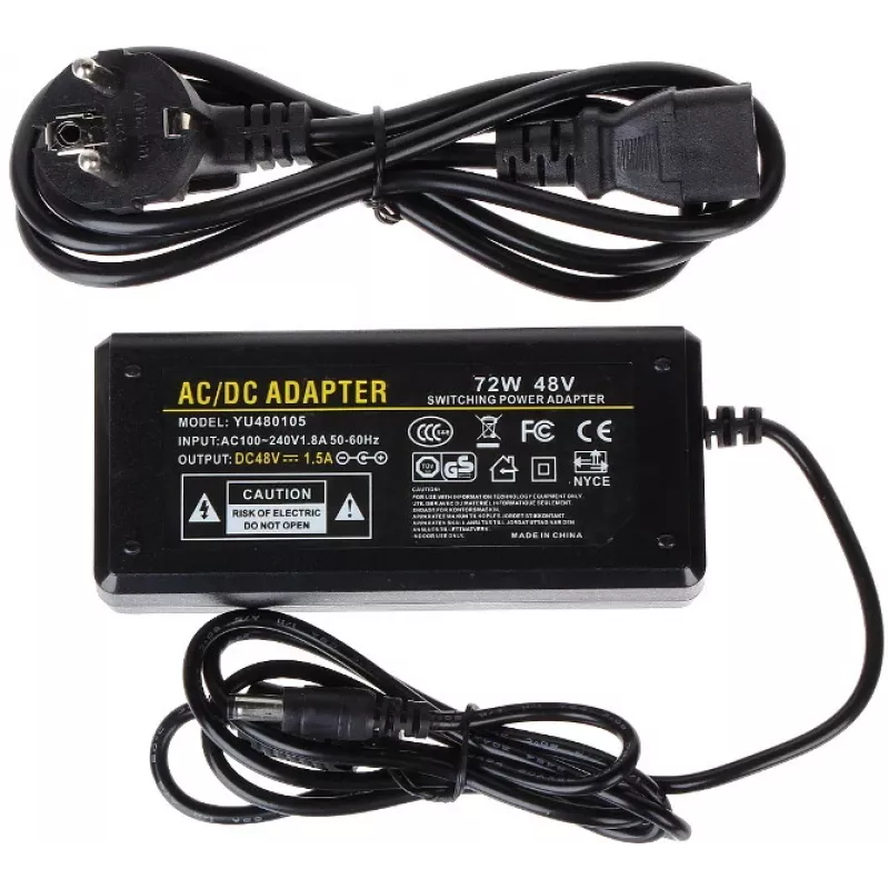 DELTA Lülitustoiteallikas 48V 1.5A 72W 5.5mm x 2.1mm alalisvoolu pistikuga