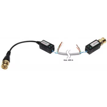 DELTA TR-1CD*P2 passiivne video balun transiiver CVBS/AHD/HD-CVI/HD-TVI jaoks, BNC kruviklemmile, kuni 8MP 4K, 150-600m üle UTP
