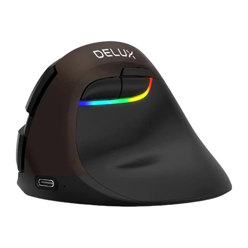 Delux M618 Mini Gold ergonoomiline hiir - 2.4G / Bluetooth 5.0 / USB-C, 4000 DPI, paremakäeline vertikaalne