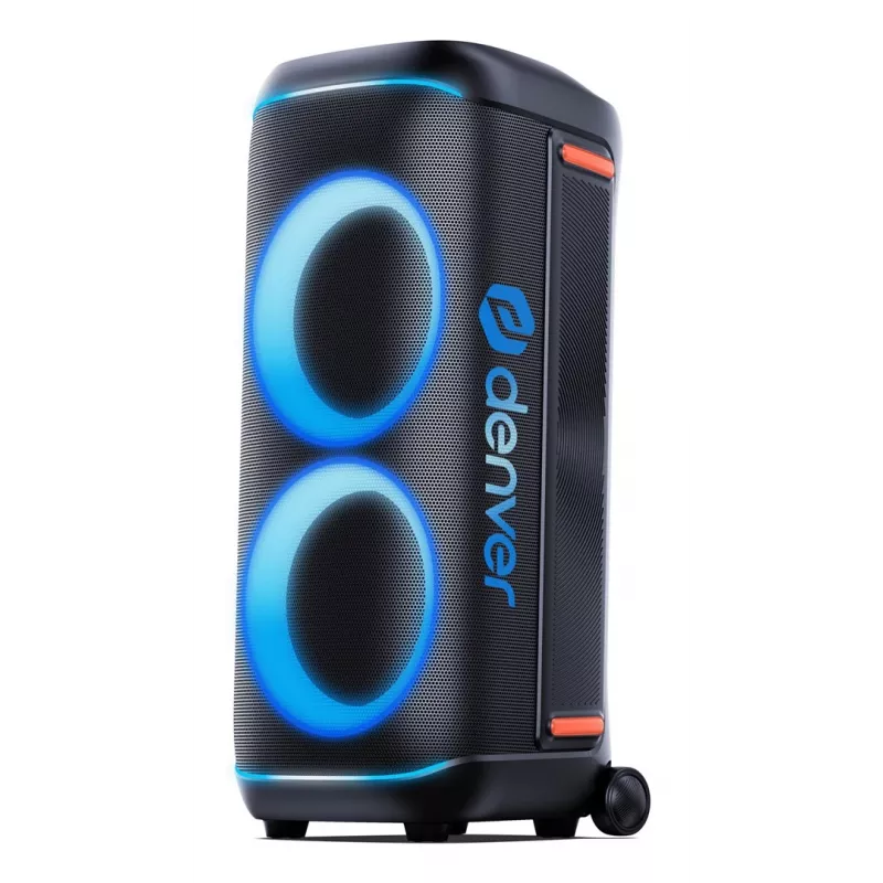 Denver BPS-470 Bluetooth Party Speaker with Karaoke, 2000W PMPO, 20W RMS, LED Lights, FM Radio, TWS, Microphone Included, Black