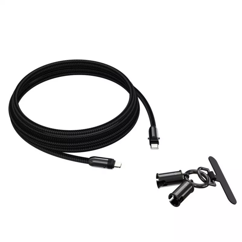 Devia 2-in-1 USB-C to Lightning kaabel rihmaga 1,2m 27W Must