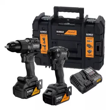 DEWALT DCK2222MM2T-QW 18V XR Harjata Topeltkomplekt: Löökpuur ja Löökkeeraja koos 2x4.0Ah Akude, Laadija ja TSTAK II Karbiga