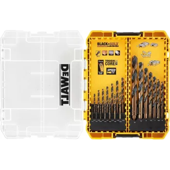 DEWALT DT70755-QZ HSS-G metallipuuride komplekt, 10 osa, 1/4 tolli kuuskantvarrega, 135° jaotusotsik, DIN 338, TSTAK Tough Case