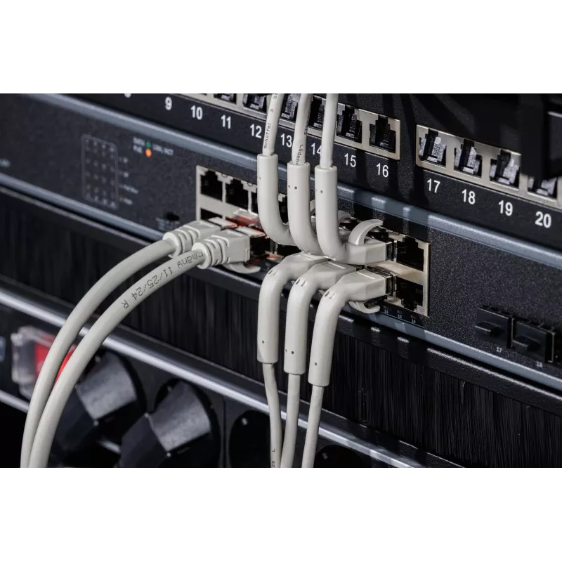 DIGITUS CAT 6A F/FTP Angled RJ-45 Patch Cable, Vask, 0.3 m, Hall, 10-Pack
